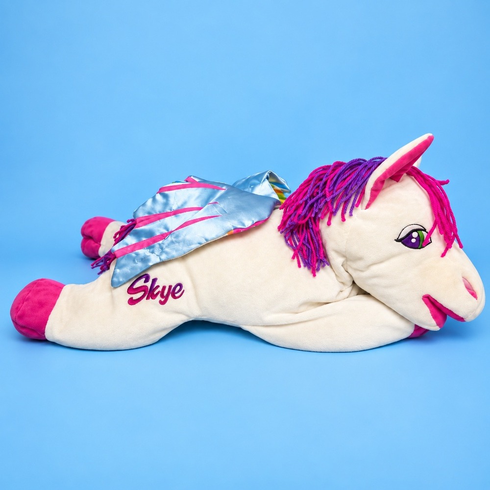 Lisa Frank SKYE Pegasus Rainbow Horse Plush Large 22" RARE Vintage 1990s READ